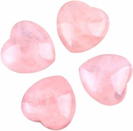 30x30x14mm Heart Shaped Pendants Stone Gemstones Natural Rose Quartz Crystals Love Puffy Healing Crystal Gemstone Home Decoration DIY XB1