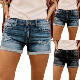 Women's Shorts Plus Size Women Jeans Low Rise Denim Ripped Hole Slim For Short Streetwear