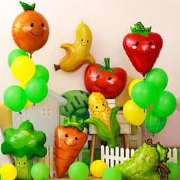 Decoración de fiestas 1 PC Fruits Vegetales Globo Decoración de verano Donutas de piña de fresa fruta tropical