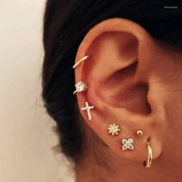 Backs Earrings Fashion Personality Women's Creative Full Diamond Cross Earring Ear Clip Seven-Piece Set 2022 Trend Party Gift