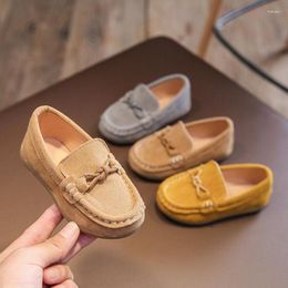 Athletic Shoes British Kids Suede Leather Loafers Slip-on Soft Bottom Baby Boys Children Girls Moccasin Casual