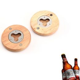 Wooden Round Stainless Steel Wine Opener Bartender Bottle Openers Beer Soda Glass Cap Bottles Portable Home Kitchen Bar Accessories wly935