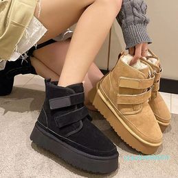 Designer Classic winter boots shoes Platform Boots chestnut black Fashione women Comfort Warm Fall Ankle Snow Booties Leather Short Thick shoe