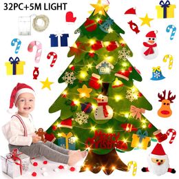 Christmas Decorations DIY Felt Tree Merry For Home Cristmas Ornament Xmas Navidad Gifts Santa Claus Year 221109