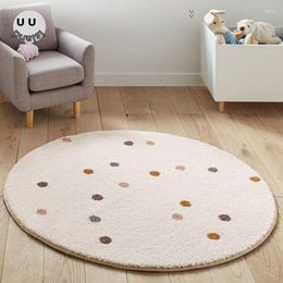 Carpets White Fluffy Carpet For Living Room Dots Round Bedroom Furry Nursery Plush Play Mat Soft Kids Floor