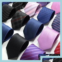 Neck Ties Mens Silk Necktie Tie Fashion Men Business Solid Color Striped Neckwear Jacquard Handmade Wedding Neckti Nanasho Ot3no