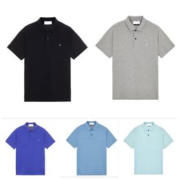 brand Mens polos T shirts STONE embroidered round badge logo ISLAND cotton Casual Business short sleeve classic shirt