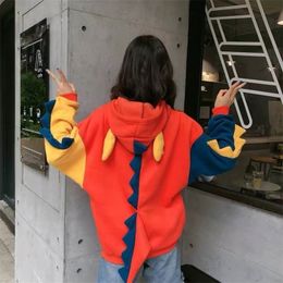Women's Hoodies Sweatshirts Dinosaur cartoon oversized hoodie women Fashion Women Casual Print Korean style clothes for Tops 221109