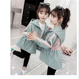 Jackets Girls Windbreaker Coat Cute Flower Hooded Outwear For Baby Kids Clothes Children Casual 6 8 10 12 Years Vestidos