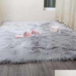 Carpets Simanfei Hairy Carpets New Sheepskin Plain Fur Skin Fluffy Bedroom Faux Mats Washable Artificial Textile Area Square Rugs Dr Dhing