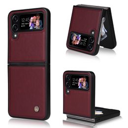 Wallet Phone Cases for Samsung Galaxy Z Flip 4/3 Magnetic Adsorption Solid Color PU Leather Cover Case with Card Slots