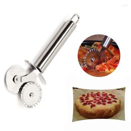 Baking Tools Stainless Steel Double Roller Pizza Knife Cutter Pastry Pasta Dough Crimper Round Hob Lace Wheel Kitchen
