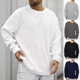 Men's Sweaters Men Sweater Solid Color Elastic Pullover All Match Long Sleeve Autumn Knitwear Crew Neck Winter For Dating