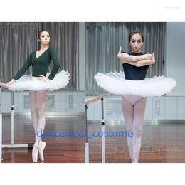 Stage Wear Women Professional Ballet Tutu Adult Hard Organdy Platter Skirt Ladies Competition Practice White