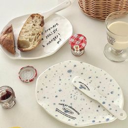 Plates TingKe Korean Style Ins Irregular Ceramic Plate Dessert Breakfast Cake Fruit Jam Knife Butter