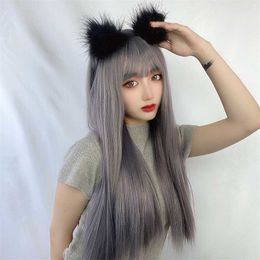 Hair Lace Wigs Tiktok Comics Liu Wig Women's Straight Lisa's Hair Colour Chemical Fibre Head Set-up