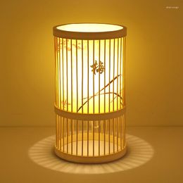 Table Lamps Stylish Hand-made Bamboo Lamp For Living Room Bedroom El With AU US EU UK Plug E27 Led Bulb 85-265V Night Light