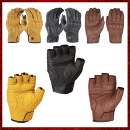 ST109 New Goat Skin Leather Motorcycle Gloves Half Finger Gloves Soft Wear Resistant Sheepskin Gloves Men Summer Motorcycle Men Women