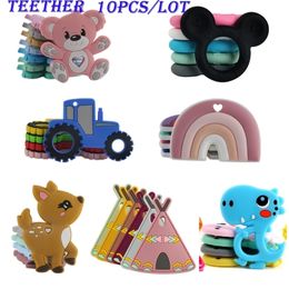 Baby Teethers Toys Kovict 10Pcs Silicone Teether Rodent Food Grade Teething Product Accessories For Pacifier Chains 221109