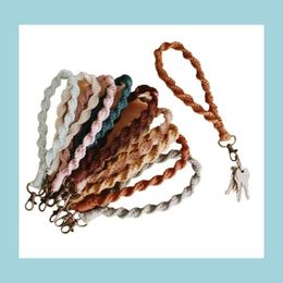 Keychains Lanyards Rame Wristlet Keychains Wrist Lanyard Strap Keyring Bracelet Assorted Color Rames Braided Key Rings Drop Delive Dh8De