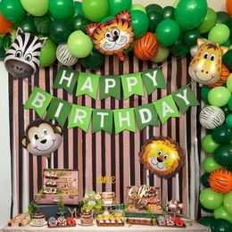 Christmas Party Supplies Birthday Balloon Set Dinosaur themed Forest Animals Children's Baby Boys' First Year Party Decoration Room