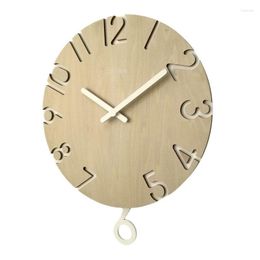 Wall Clocks Wooden Clock Modern Mute Living Room Decoration Watches Home Decor Creative Northern Europe Pendulum Kitchen