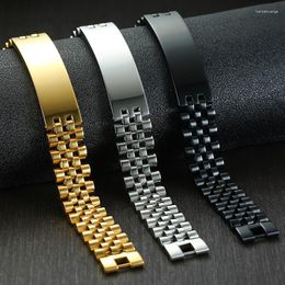 Charm Bracelets Free Custom Men's Curved Rectangle Blank Message Metal Bar Heavy Bracelet Watchband Jewellery