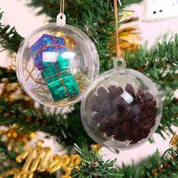 Christmas Decorations 5/10pcs 4/5/6/7cm Transparent Ball Open Plastic Clear Bauble Ornament Party Hanging Pendant Gift Package Supplies