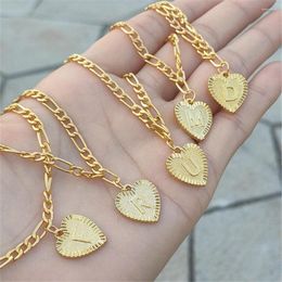 Anklets Heart Charm Ankle Bracelet Summer Sandalias Women Jewellery 2022 Fashion A-Z Initial Letter Figaro Chain Foot Beach Accessories