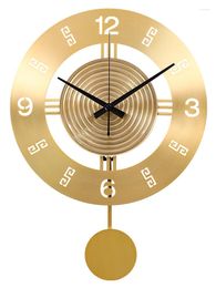 Wall Clocks Luxury Gold Clock Living Room Decoration Metal Watches Home Decor Pure Copper Creative Chinese Style Mind Gift