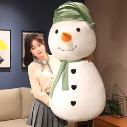 Cute Snowman Plush Toy Giant White Snowman Doll Girls Sleepping Pillow Holding Cushion Christmas Gifts Decorations DY10125