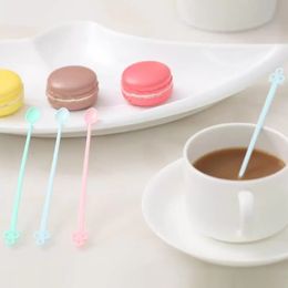 Wholesale- Candy color coffee stirrer bar spoon milk Fruit small stir bar Long Handled Spoon mixing Melamine Plastic Spoon DH0912