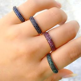 Cluster Rings Luxury Stack Stacking Micro Pave Cubic Zirconia Ring For Women Gold Colour Open Adjustable Finger Wedding Party Jewellery 2022