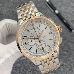 watch for mens designer Multifunctional chronometer quartz movement Rose gold size 46MM Leather stainless steel strap Sapphire glass waterproof luxury watch