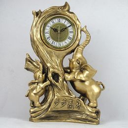 Table Clocks European Elephant Clock Living Room Ornaments Desktop Household And Watches Luxury Fashion Retro Pendulum