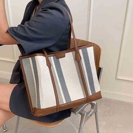 Bags Bag women's 2023 new canvas Stripe Tote large capacity sling single shoulder underarm bag Purses
