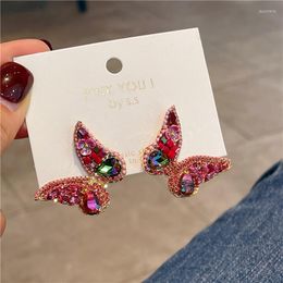 Dangle Earrings 2022 Korea Colorful Crystal Butterfly For Women Luxury Full Rhinestone Weddings Party Jewelry Accessories