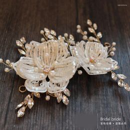 Hair Clips Korean Bride Wedding Side Flower Ornaments Pure Elegant Beige Women Bridal Accessories