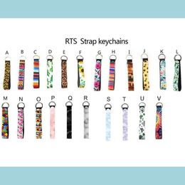 Keychains Lanyards Wristband Keychains Floral Printed Key Chain Neoprene Ring Wristlet Keychain Party Favor 20 Designs Wholesale S Dhygy