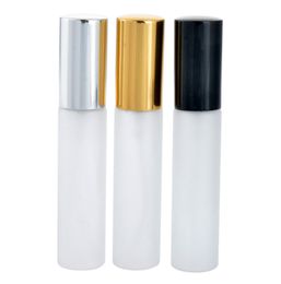 300pcs 10ml Frosted Glass Roll On Bottle Essential Oil Refillable Empty Perfume Bottles 10cc Stainless Glass Roller Ball