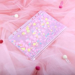 Transparent PVC A5 A6 File Folder Pink Cute Loose-leaf Binder Bag Pouch Diary Planner Storage Bags Kawaii Supplies