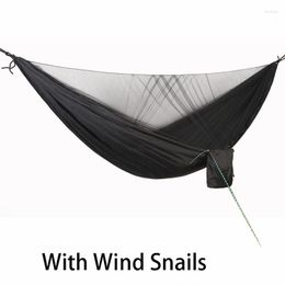 Hammocks Fashion Double Parachute Deployment Mosquito Hammock 290 140 Wind Rope Nail Anti Rollover Handing Bed Chair Swing