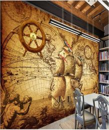 WDBH 3D PO Wallpaper benutzerdefinierte Wandgemälde Vintage Nautical World Map Theme Home Decor Wohnzimmer 3d Wandgemälde Tapete für Wände 3 4643450