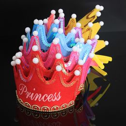 Led Crown Hat Christmas Cosplay King Princess Crown Led Happy Birthday Cap Colorful Sparkling Headgear DH7230