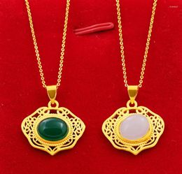 Pendant Necklaces Hi 2pcs Unisex Vintage Lone Life Lock 24K Gold Necklace For Party Jewelry With Chain Choker Birthday Gift