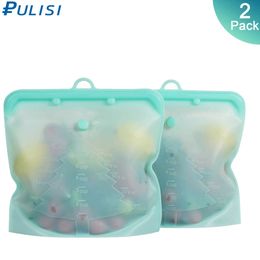Kitchen Storage Organisation 2Pack Silicone Food Bag 1500ml 1000ml 500ml Leakproof Containers Reusable Fresh Freezer Snack 221108