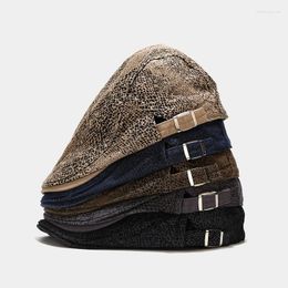 Berets Autumn Men's Beret Cap European American Snake Skin Hat Fashionable Cotton Breathable Forward Caps For Women