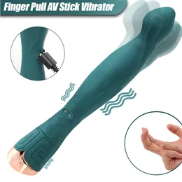 Clit G Spot Vibrator USB Charging 5 Modes Finger Pull Vagina Stimulate 10 Frequency AV Stick Vibrator Sex Toy for Women