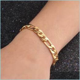 Chains Gold Bracelet Men 31Nk Chic Explosion Models 18K Plating Copper Jewellery Electroplating Figaro 8Mm Mens Bracelets Drop Deliver Dhqnf