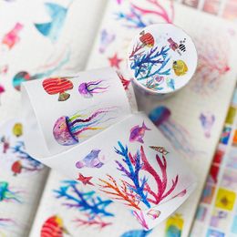 Gift Wrap Amazing Colourful Jellyfish Special Oil Washi Tapes Junk Journal Masking Tape Adhesive DIY Scrapbooking Sticker